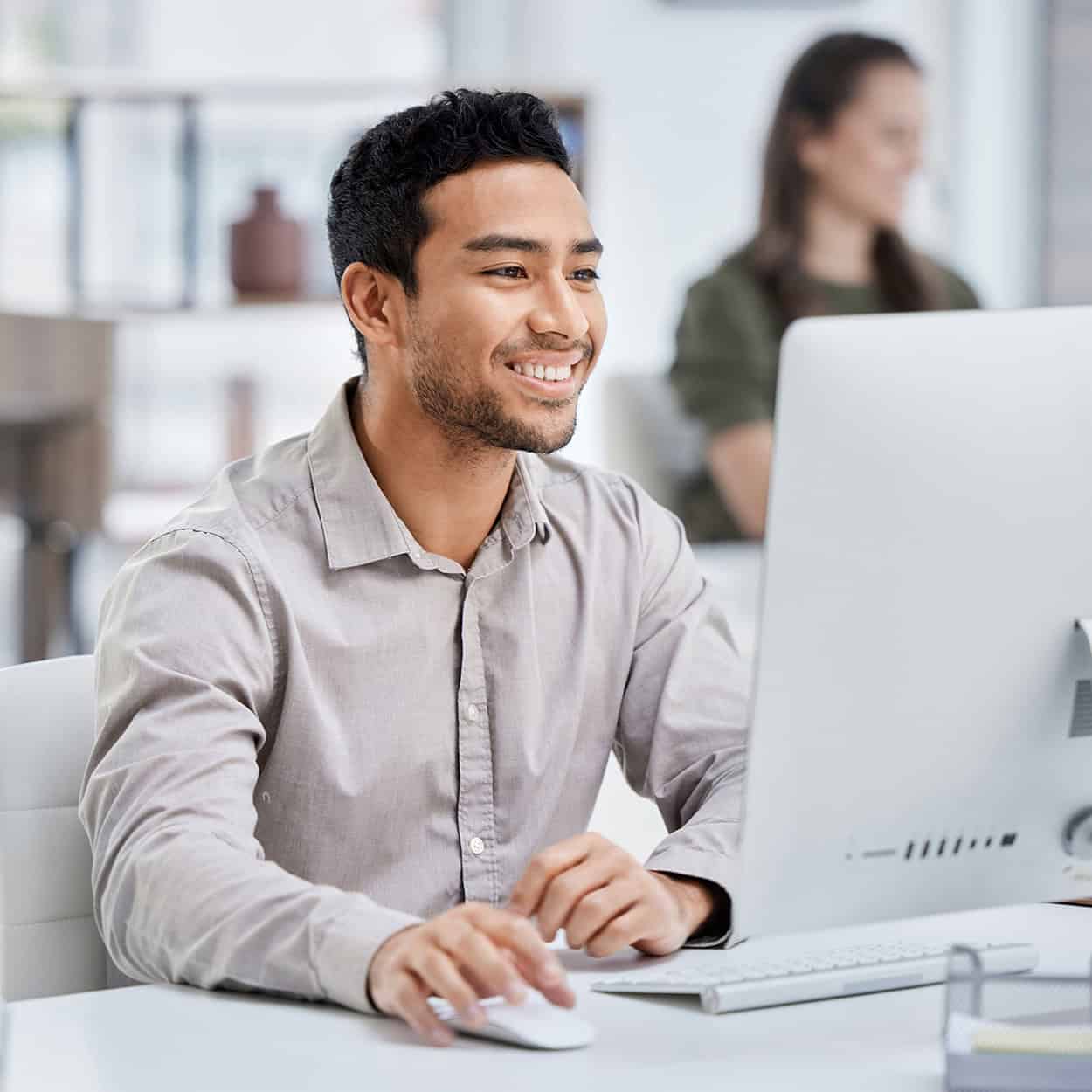 Header Side View Of Handsome Young It Professional On Computer